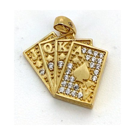 Medalla cartas de poker de oro 18k